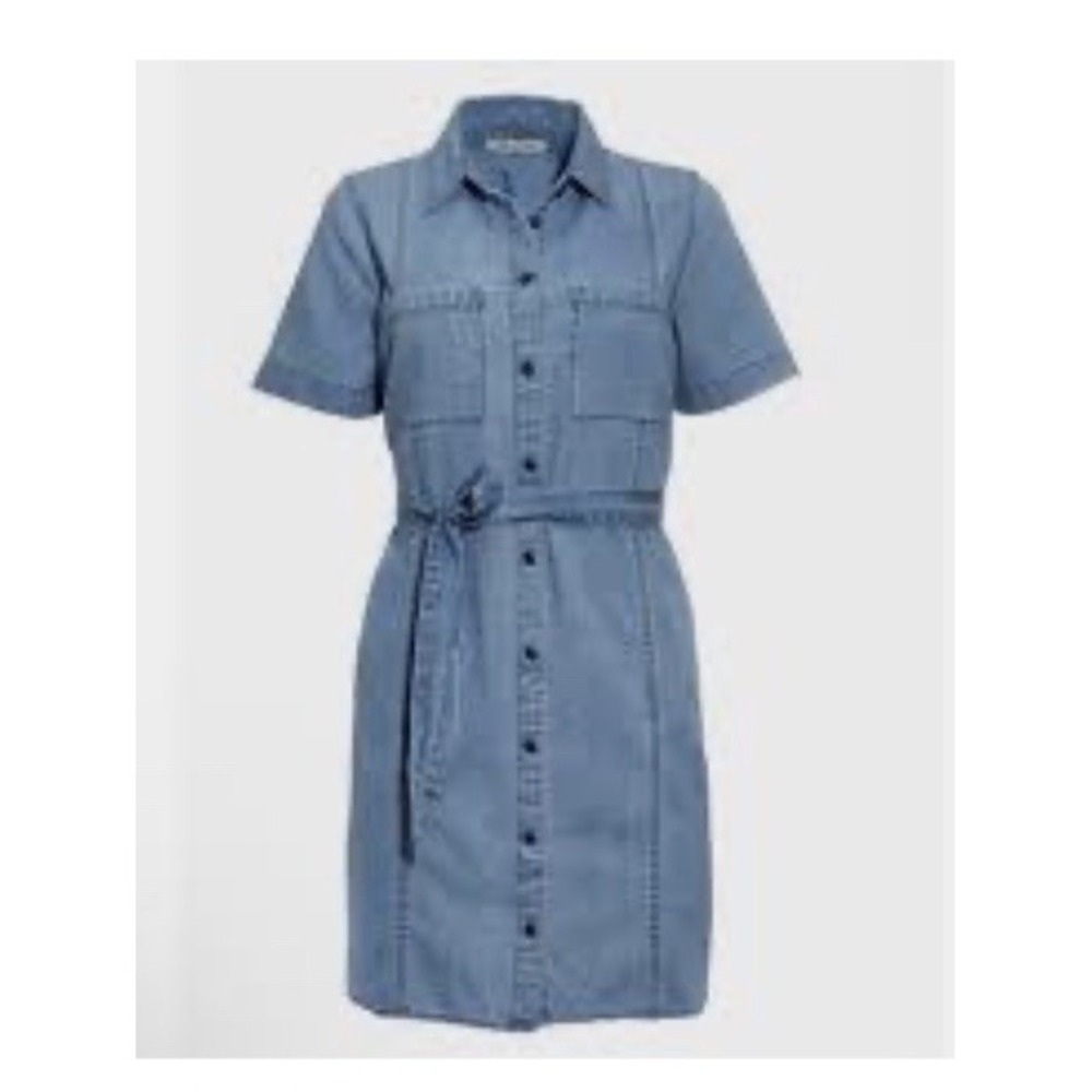 Madewell Denim Shirt dress Womens Sz M Blue Button Up Belted Classic Western